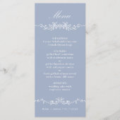 Dusty Blue Classic Franse Bloemenrand Menu (Voorkant)