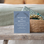 Dusty Blue Classic minimalist Modern Boho Wedding Kaart