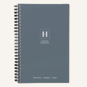 Dusty Blue Classic Monogram Notitieboek (Voorkant)