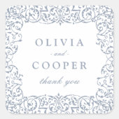 Dusty Blue Classic Wedding Favoriet Vierkante Sticker (Voorkant)