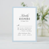Dusty Blue Classy Script Elegant QR code Wedding RSVP Kaartje (Staand voorkant)