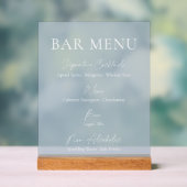 Dusty Blue Clear Acrylic Bar Menu Sign (Neutre)