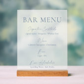 Dusty Blue Clear Acrylic Bar Menu Sign  (Neutre)