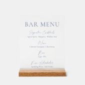 Dusty Blue Clear Acrylic Bar Menu Sign  (Recto)