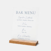 Dusty Blue Clear Acrylic Bar Menu Sign  (Angle)