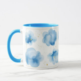 Dusty Blue Clouds Sprinkled Gold Frame Mug Tasse Mok