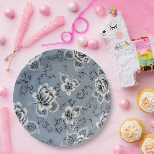 Dusty Blue Colonial Floral | Assiette (Fête)