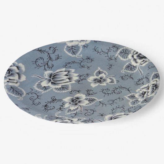 Dusty Blue Colonial Floral | Assiette (Angle)