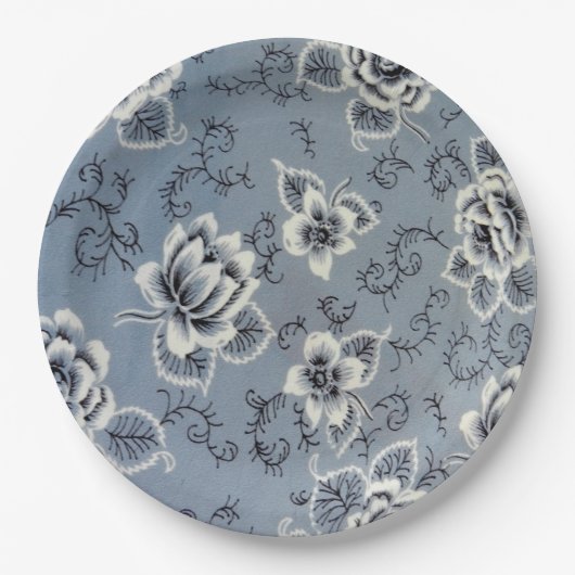 Dusty Blue Colonial Floral | Assiette (Devant)