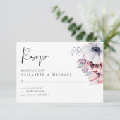 Dusty Blue Coral Floral Script Mariage RSVP Budget (Debout devant)