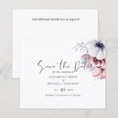 Dusty Blue Coral Floral Wedding Save Date Budget (Voorkant / Achterkant)