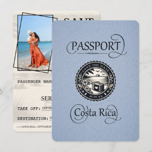 Dusty Blue Costa Rica Passport Save The Date
