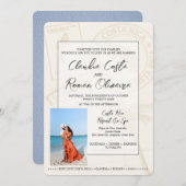 Dusty Blue Costa Rica Passport Uitnodiging voor ee (Voorkant / Achterkant)