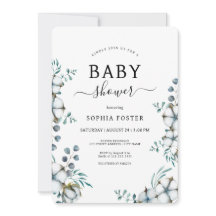 Dusty Blue Cotton Flowers botanisch Baby shower