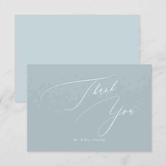 Dusty Blue couleurs DIY Luxe Script Merci (Devant / Derrière)
