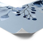 Dusty Blue Country Floral Baby shower Affiche de b (Coin)