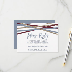 Dusty Blue & Cranberry Streamers Online RSVP-kaart RSVP Kaartje