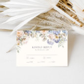 Dusty Blue Cream Bloemen Bruiloft RSVP Kaartje