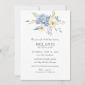 Dusty Blue Cream Floral Bridal Shower invitation (Devant)