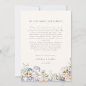 Dusty Blue Cream Floral bruiloft foto Bedankkaart (Achterkant)