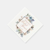 Dusty Blue Cream Floral gepersonaliseerd Servetten (Hoek)