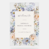 Dusty Blue Cream Floral Wedding Bienvenue (Recto)