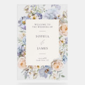 Dusty Blue Cream Floral Wedding Bienvenue (Recto)