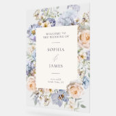 Dusty Blue Cream Floral Wedding Bienvenue (Angle)