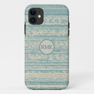  Dusty Blue & Cream Wallpaper Gepersonaliseerd iPhone 11 Hoesje
