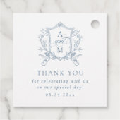 Dusty Blue Crest Bruiloft Dank u Bedankjes Labels (Achterkant)