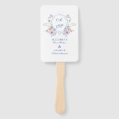 Dusty Blue Crest Floral Wedding Handwaaier (Voorkant)