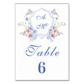 Dusty Blue Crest Floral Wedding Kaart (Voorkant)