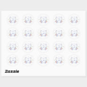Dusty Blue Crest Floral Wedding Ronde Sticker (Vel)