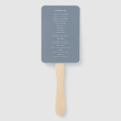 Dusty Blue Crest Monogram Weddenprogramma Handwaaier (Achterkant)