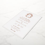 Dusty Blue Crest Monogram Weddenschap Folie Uitnodiging (Gedraaid)