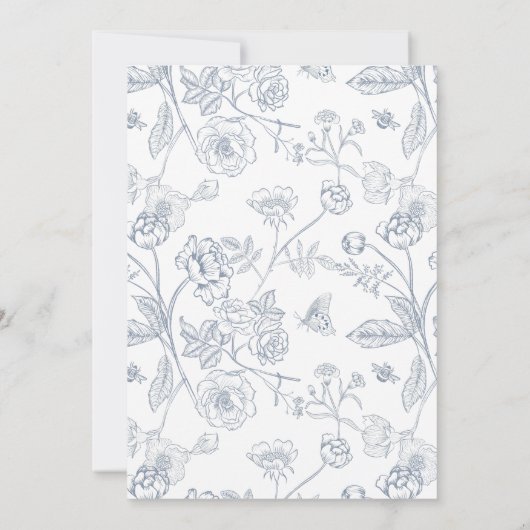 Dusty Blue Crest Monogram Weddenschap Kaart (Achterkant)