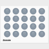 Dusty Blue Crest Monogram Wedding Envelope Seal Ronde Sticker (Vel)