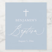Dusty Blue Croix blanche Boy Baptism Étiquette de (Étiquettes simples)