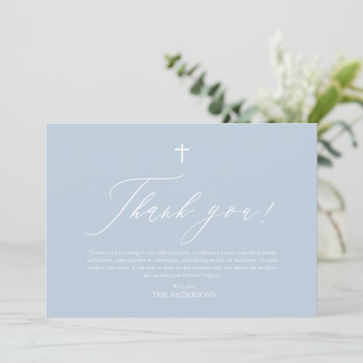 Dusty Blue Croix Blancs Carte de remerciements Bap (Debout devant)