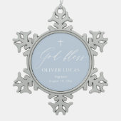Dusty Blue Cross Boy Baptism Snowflake Ornament (Voorkant)