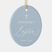Dusty Blue Cross Boy Baptisme Ceramic Ornament (Rechts)