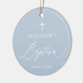 Dusty Blue Cross Boy Baptisme Ceramic Ornament (Links)