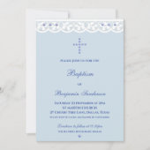 Dusty Blue Cross Christening Christian Baptism Kaart (Voorkant)