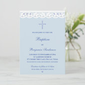 Dusty Blue Cross Christening Christian Baptism Kaart (Staand voorkant)