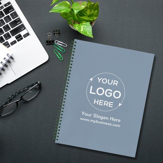 Dusty Blue Custom Business Logo Notitieboek