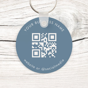 Dusty Blue Custom Business Qr Code Scan Sleutelhan Sleutelhanger