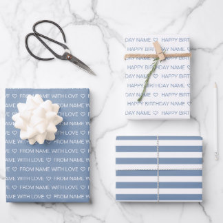 Dusty Blue Custom Happy Birthday Met Liefde Inpakpapier Vel