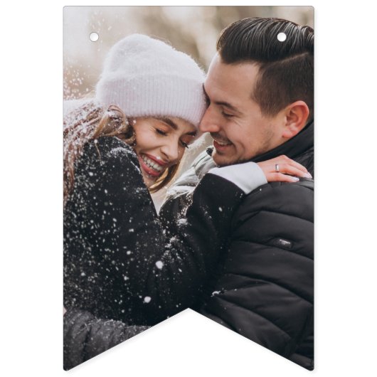 Dusty Blue Custom Photo Vrijgezellenfeest Vlaggetjes (Eerste vlag)