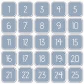 Dusty Blue Customizable Square Number Stickers  (Voorkant)