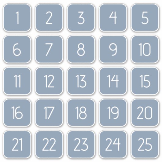 Dusty Blue Customizable Square Number Stickers  (Devant)